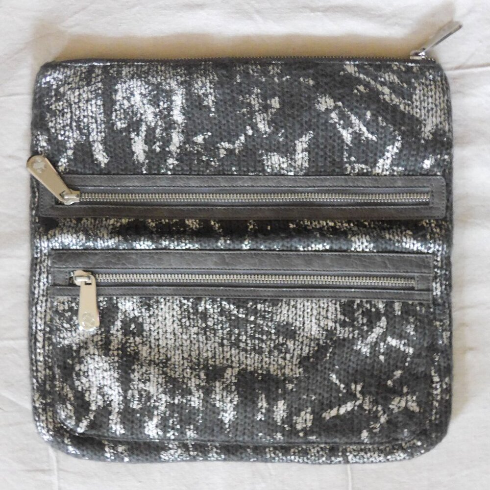 Stefanel Women Oversized Wool and Metallic Effect Zippered Clutch